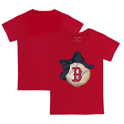 Infant Tiny Turnip Red Boston Sox Baseball Bow T-Shirt