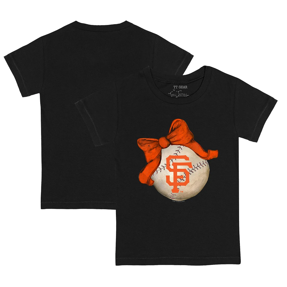 Infant Tiny Turnip Black San Francisco Giants Baseball Bow T-Shirt