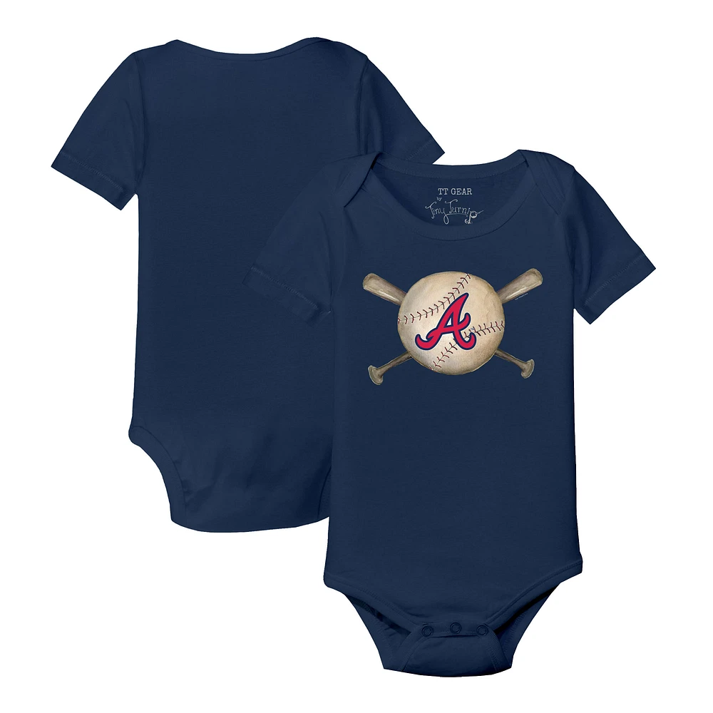 Infant Tiny Turnip Navy Atlanta Braves Baseball Cross Bats Bodysuit