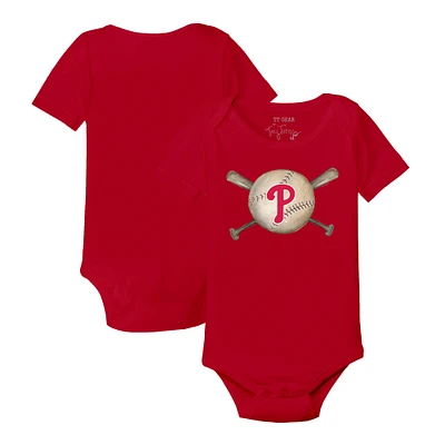 Infant Tiny Turnip Red Philadelphia Phillies Baseball Cross Bats Bodysuit
