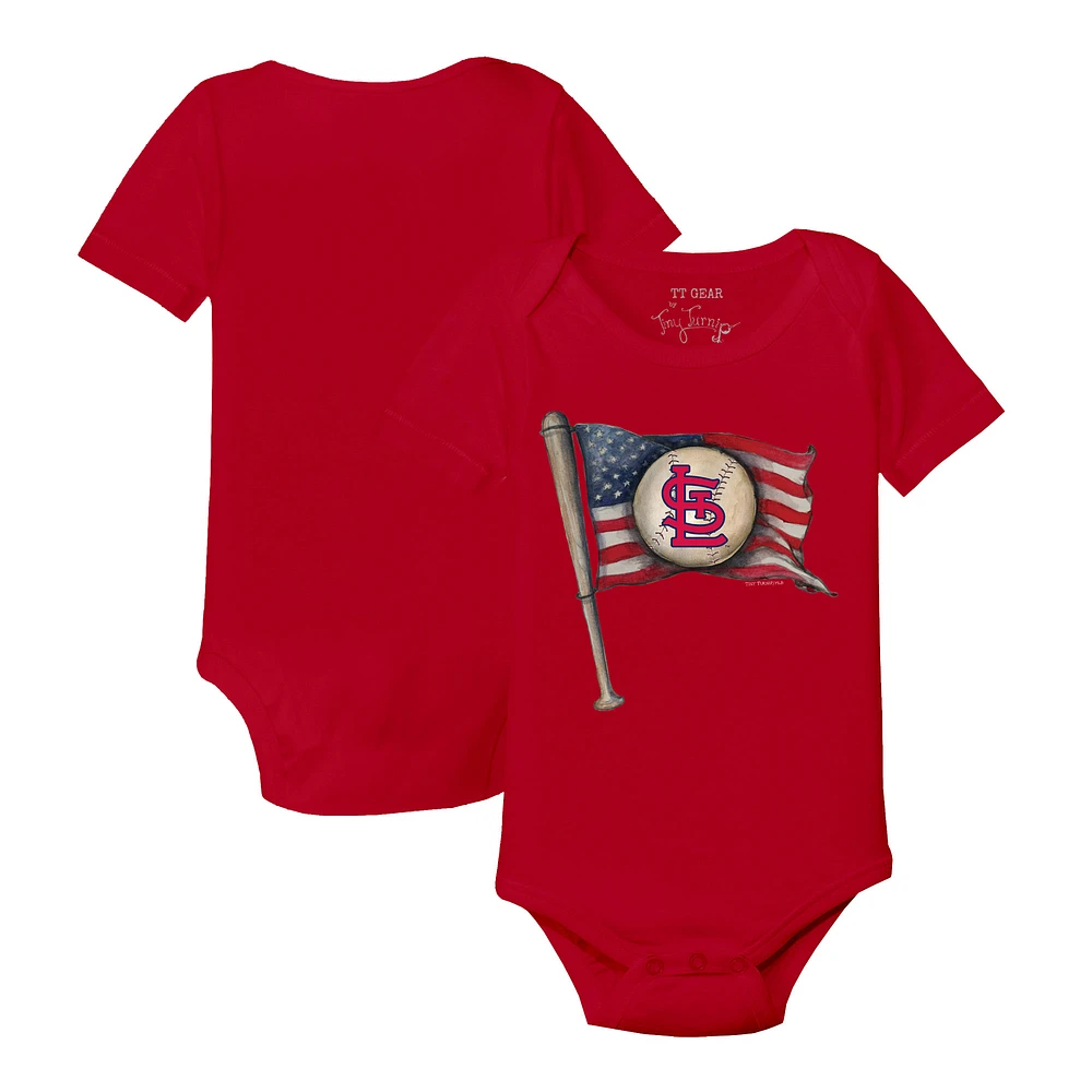 Infant Tiny Turnip Red St. Louis Cardinals Baseball Flag Bodysuit