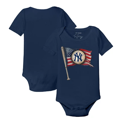 Infant Tiny Turnip Navy New York Yankees Baseball Flag Bodysuit
