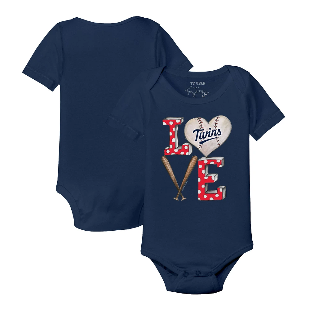 Infant Tiny Turnip Navy Minnesota Twins Baseball Love Bodysuit