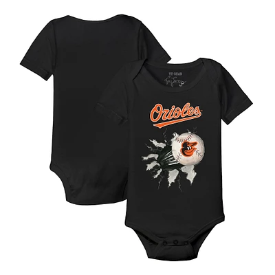 Infant Tiny Turnip Black Baltimore Orioles Baseball Tear Bodysuit