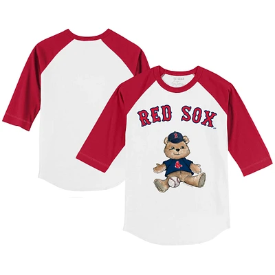 Infant Tiny Turnip White/Red Boston Red Sox Teddy Boy Raglan 3/4 Sleeve T-Shirt
