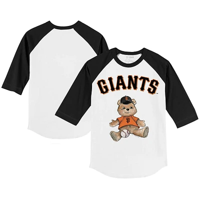 Infant Tiny Turnip White/Black San Francisco Giants Teddy Boy Raglan 3/4 Sleeve T-Shirt