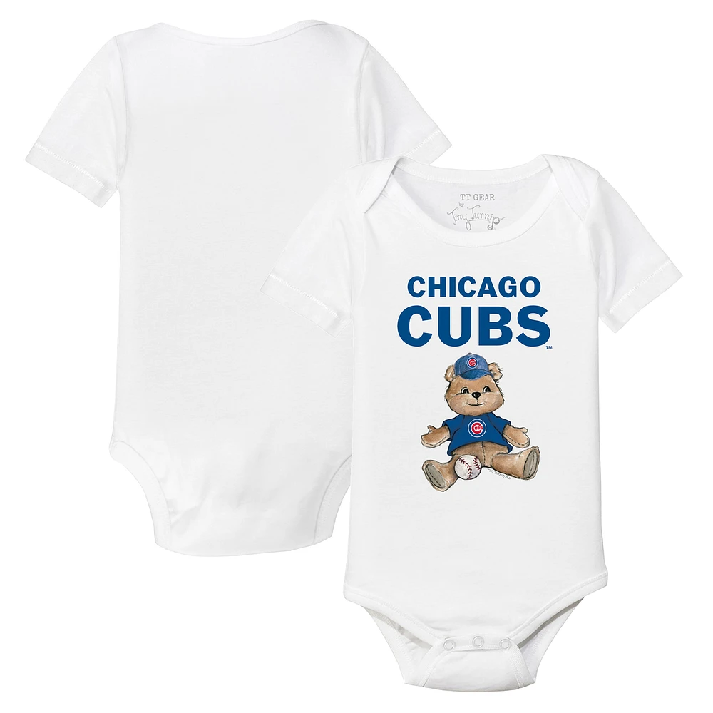 Infant Tiny Turnip White Chicago Cubs Teddy Boy Bodysuit
