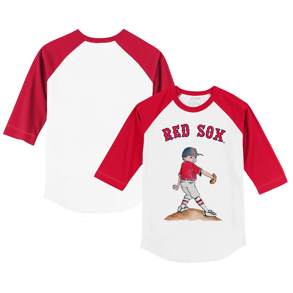 Infant Tiny Turnip White/Red Boston Red Sox Clemente Raglan 3/4 Sleeve T-Shirt