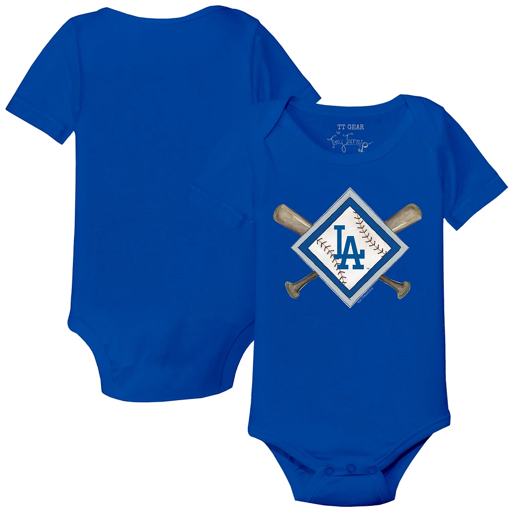 Infant Tiny Turnip Royal Los Angeles Dodgers Diamond Cross Bats Bodysuit
