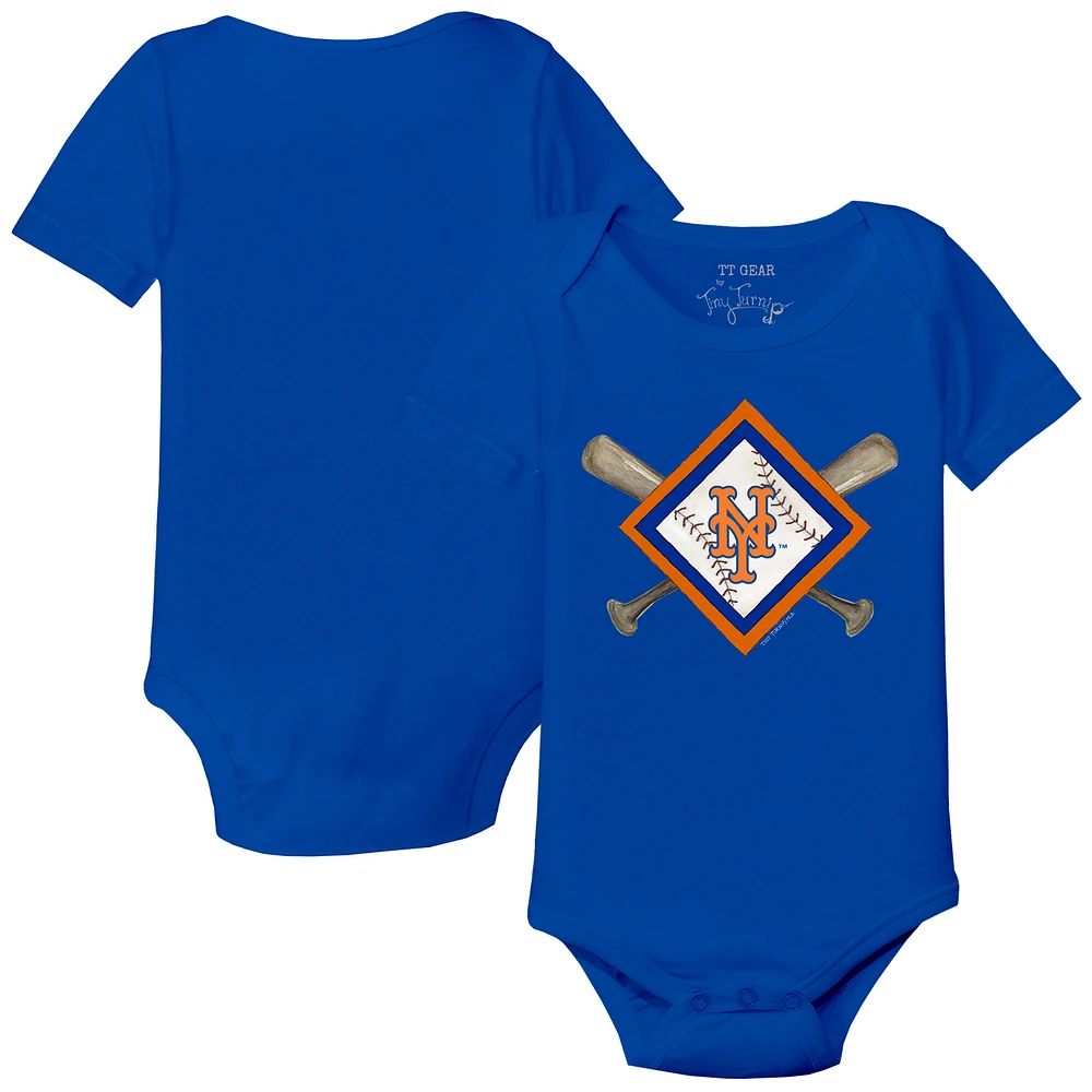 Infant Tiny Turnip Royal New York Mets Diamond Cross Bats Bodysuit