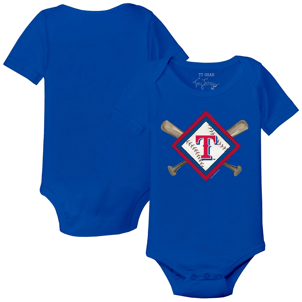 Infant Tiny Turnip Royal Texas Rangers Diamond Cross Bats Bodysuit