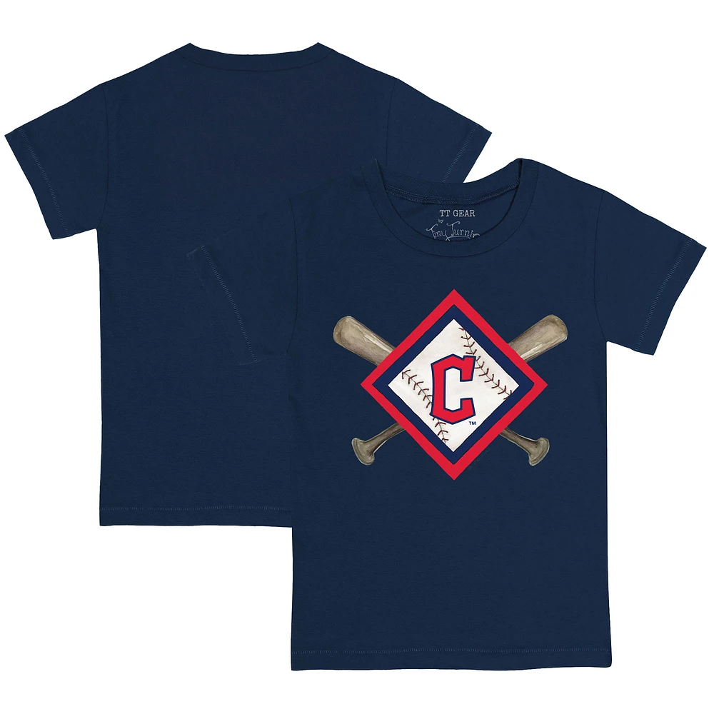 Infant Tiny Turnip Navy Cleveland Guardians Diamond Cross Bats T-Shirt