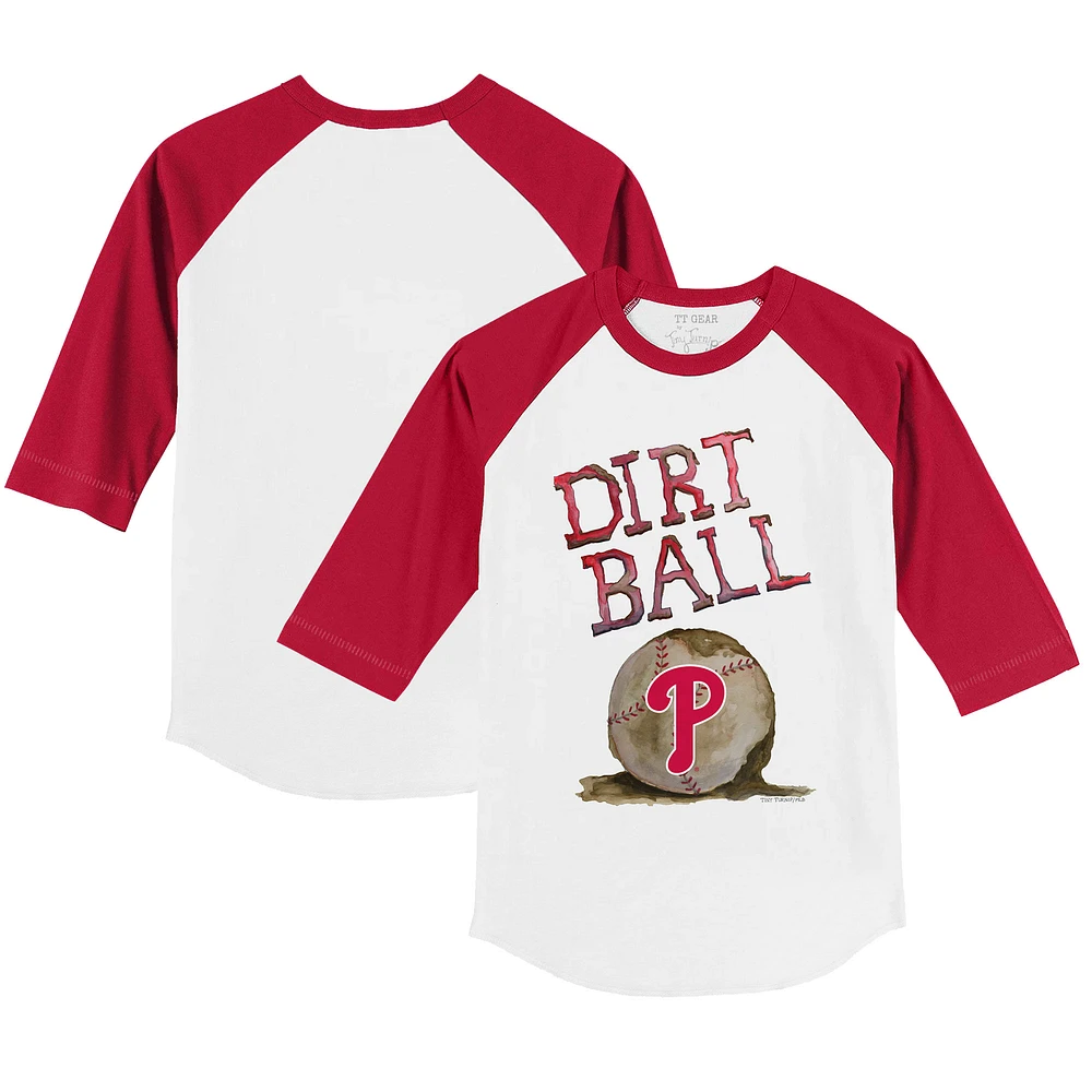 Infant Tiny Turnip White/Red Philadelphia Phillies Dirt Ball Raglan 3/4 Sleeve T-Shirt