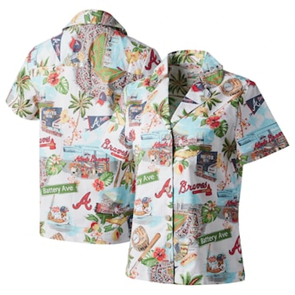 Women's Reyn Spooner White Atlanta Braves Scenic Camp Button-Up Shirt