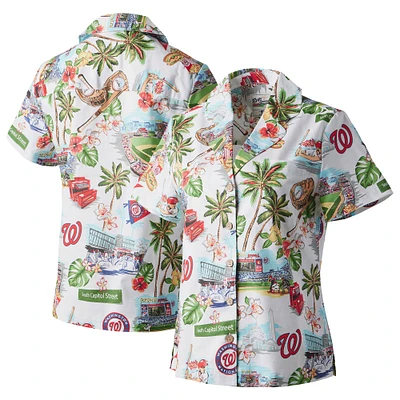 Women's Reyn Spooner White Washington Nationals Scenic Camp Button-Up Shirt