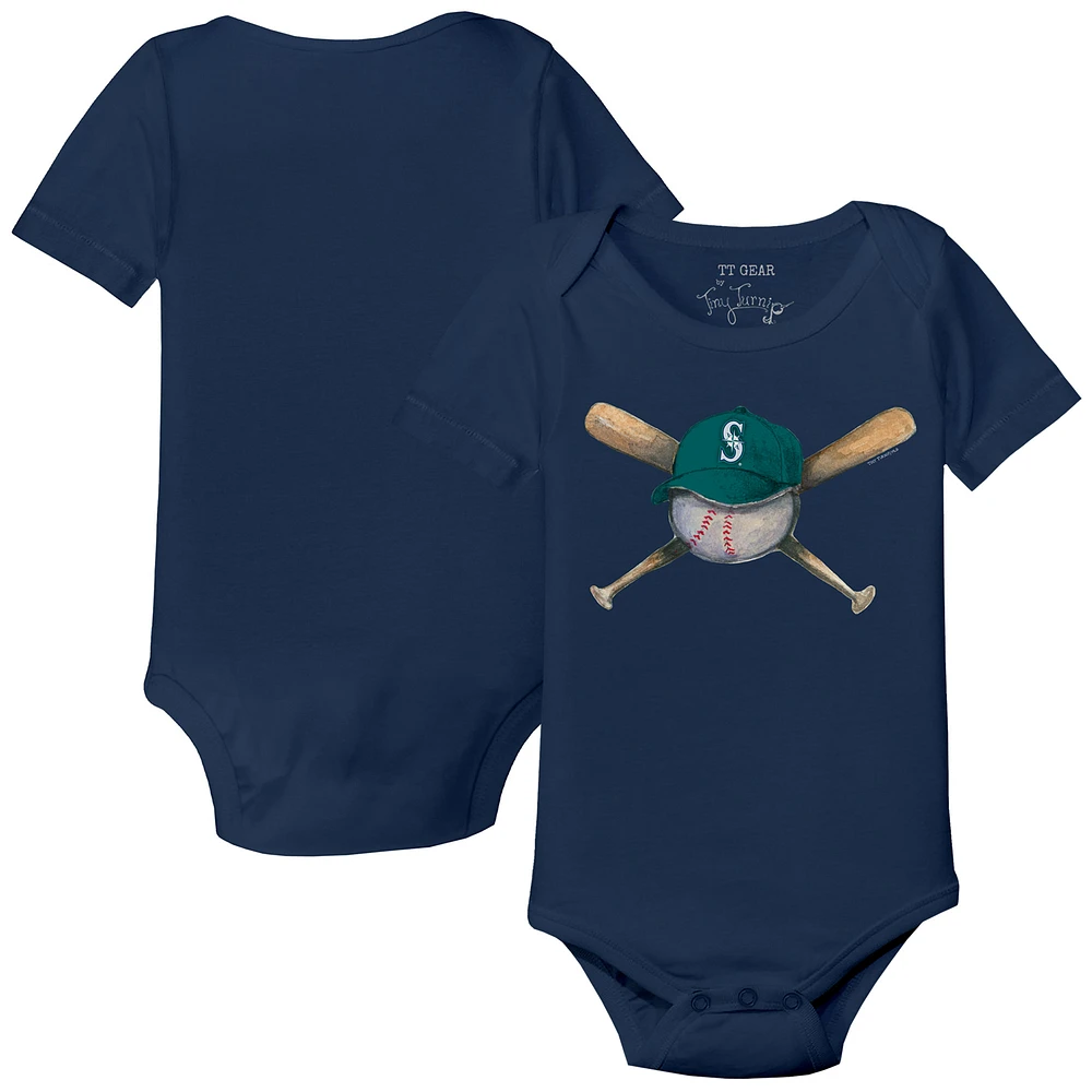 Infant Tiny Turnip Navy Seattle Mariners Hat Crossbats Bodysuit
