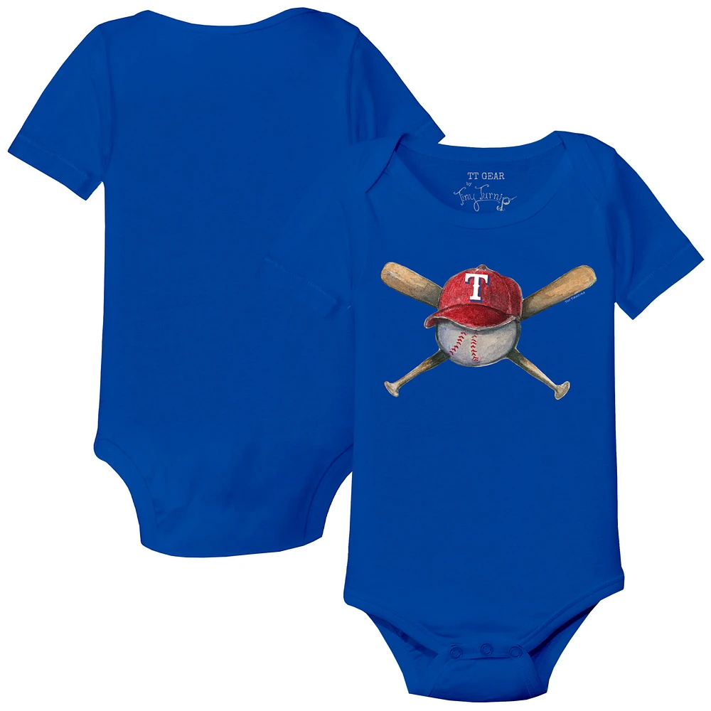 Infant Tiny Turnip Royal Texas Rangers Hat Crossbats Bodysuit