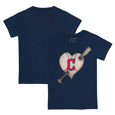Infant Tiny Turnip Navy Cleveland Guardians Heart Bat T-Shirt