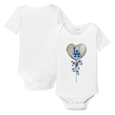 Infant Tiny Turnip White Los Angeles Dodgers Heart Lolly Bodysuit