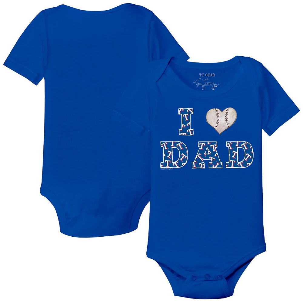 Infant Tiny Turnip Royal Texas Rangers I Love Dad Bodysuit