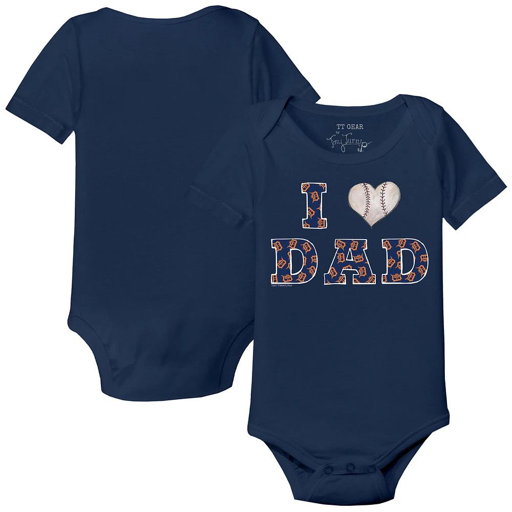 Infant Tiny Turnip Navy Detroit Tigers I Love Dad Bodysuit