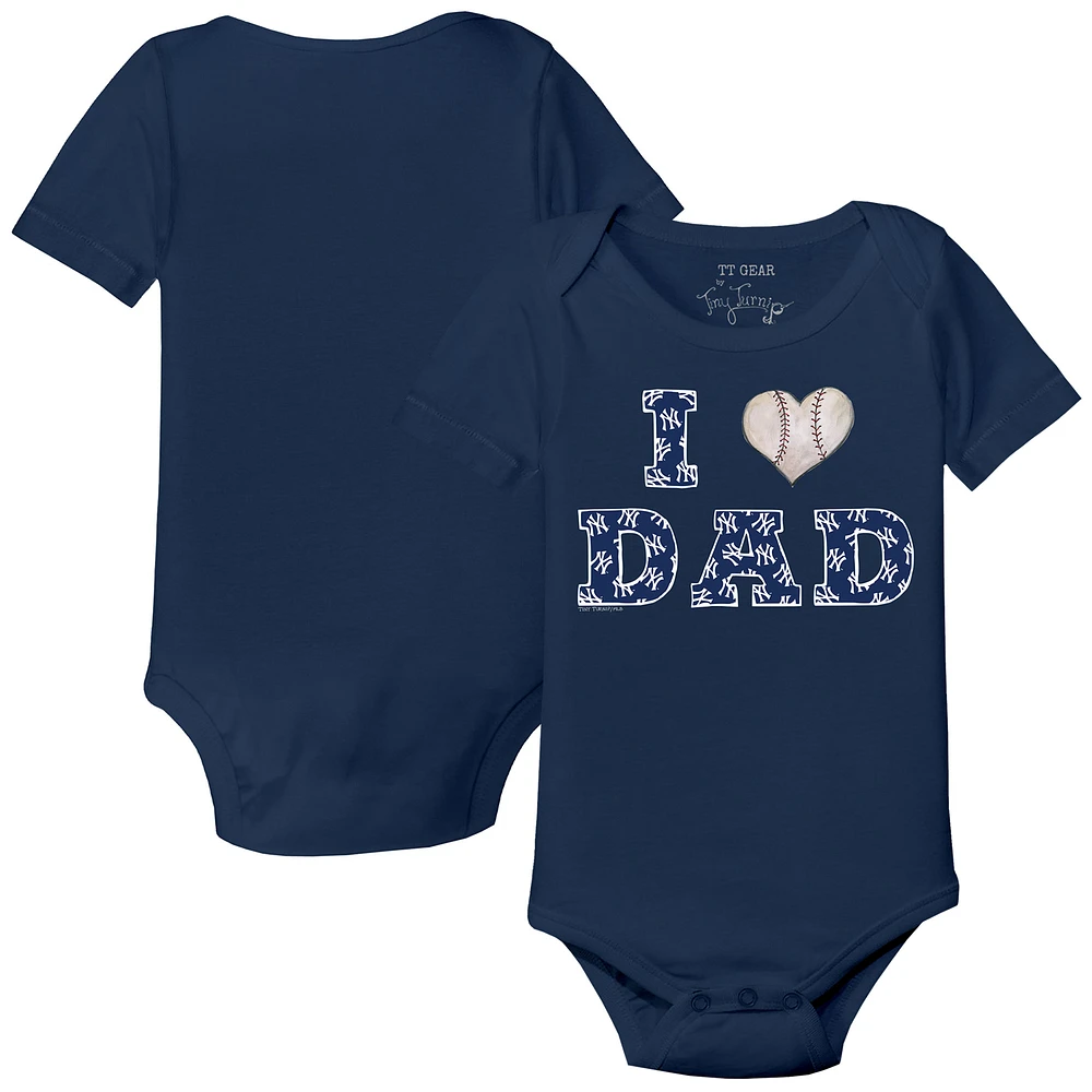 Infant Tiny Turnip Navy New York Yankees I Love Dad Bodysuit