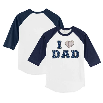 Infant Tiny Turnip White/Navy Seattle Mariners I Love Dad Raglan 3/4 Sleeve T-Shirt