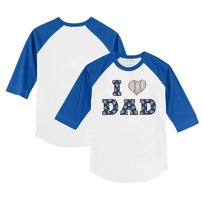 Infant Tiny Turnip White/Royal New York Mets I Love Dad Raglan 3/4 Sleeve T-Shirt