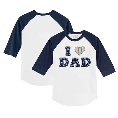 Infant Tiny Turnip White/Navy New York Yankees I Love Dad Raglan 3/4 Sleeve T-Shirt