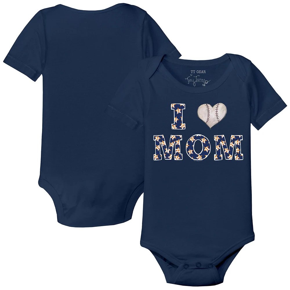 Infant Tiny Turnip Navy Houston Astros I Love Mom Bodysuit
