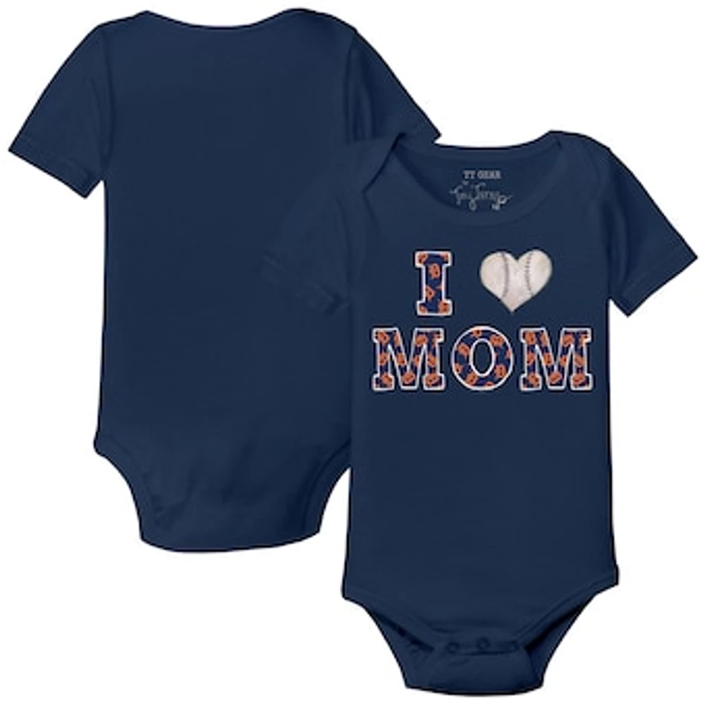 Infant Tiny Turnip Navy Detroit Tigers I Love Mom Bodysuit