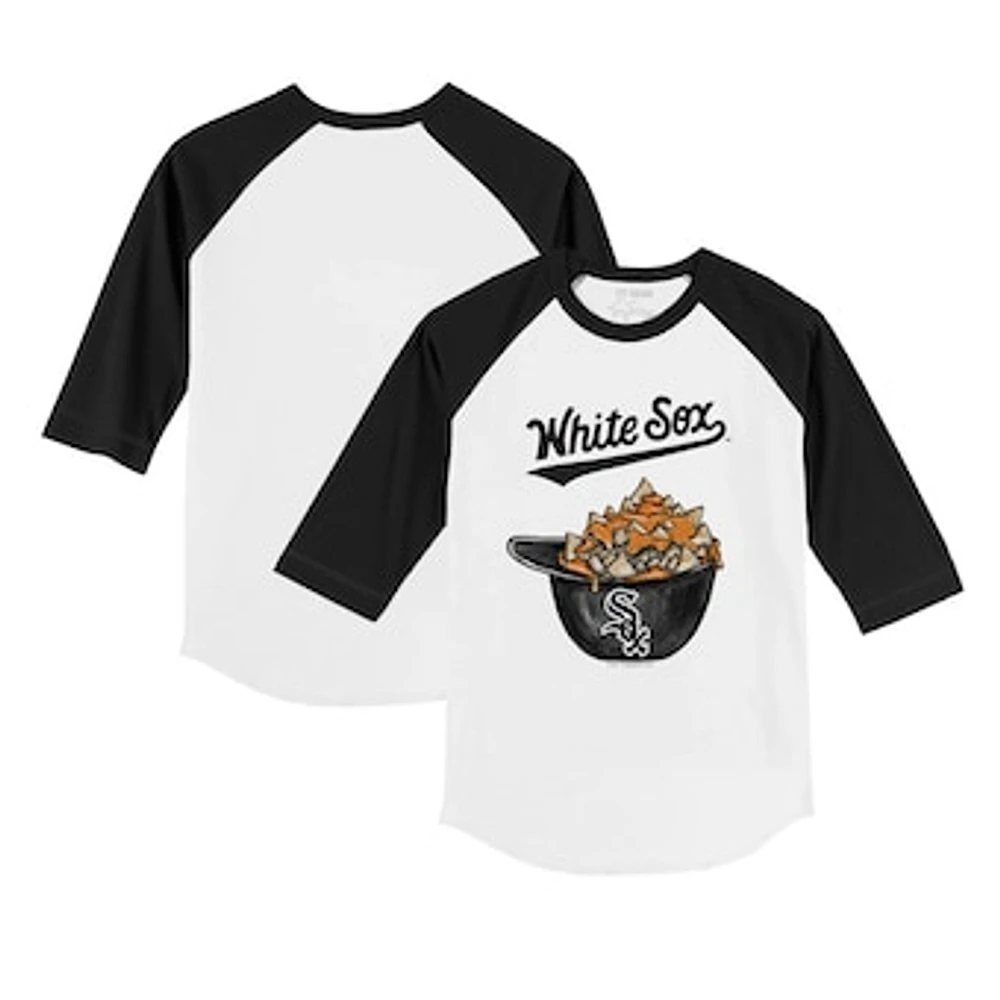 Infant Tiny Turnip White/Black Chicago White Sox Nacho Helmet Raglan 3/4 Sleeve T-Shirt
