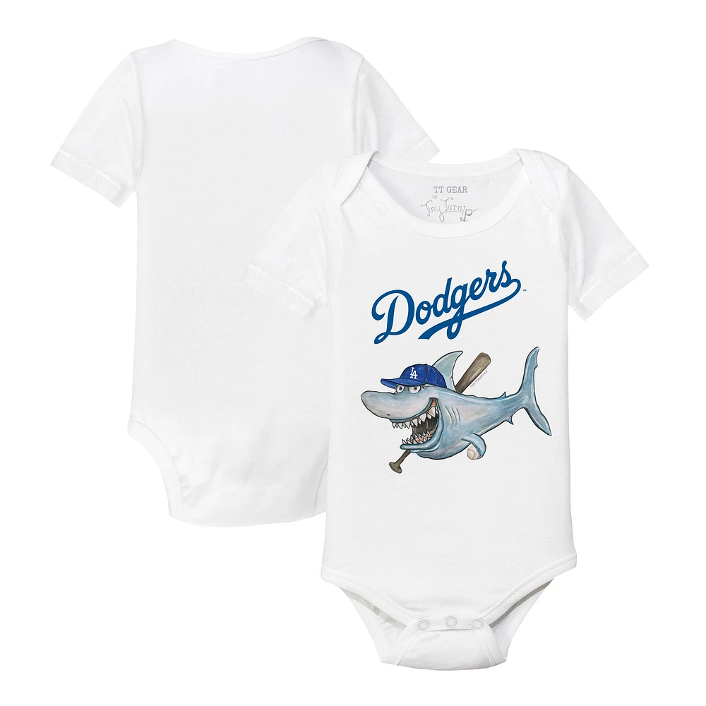 Infant Tiny Turnip White Los Angeles Dodgers Shark Bodysuit