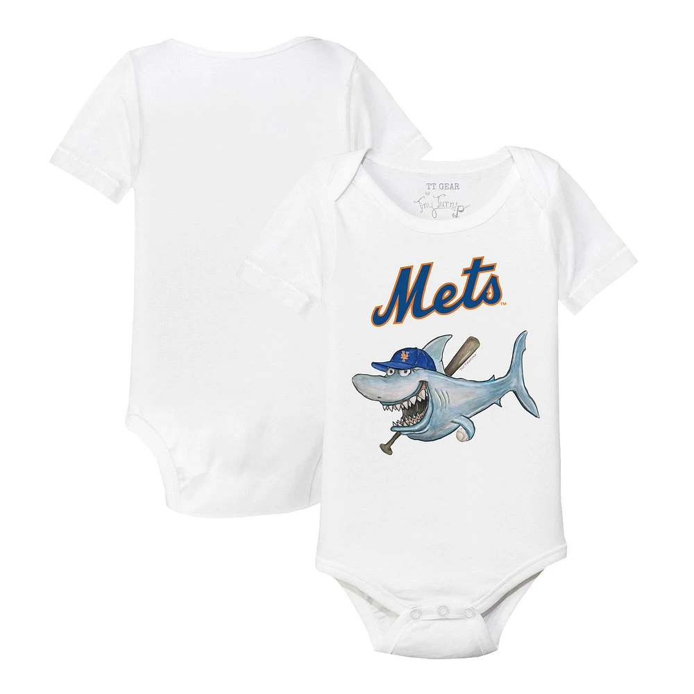 Infant Tiny Turnip White New York Mets Shark Bodysuit