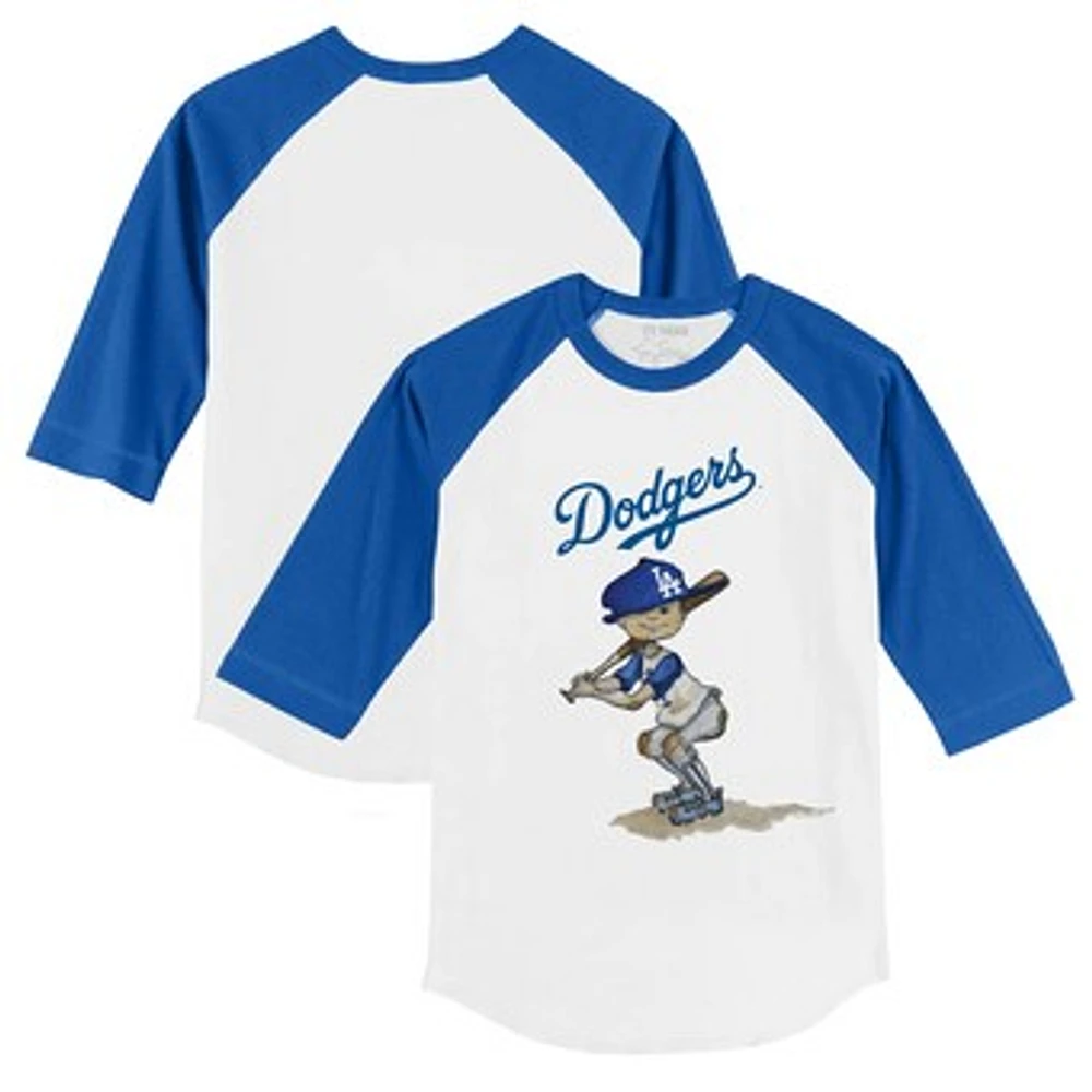 Infant Tiny Turnip White/Royal Los Angeles Dodgers Slugger Raglan 3/4-Sleeve T-Shirt