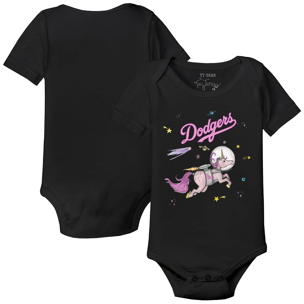 Infant Tiny Turnip Black Los Angeles Dodgers Space Unicorn Bodysuit