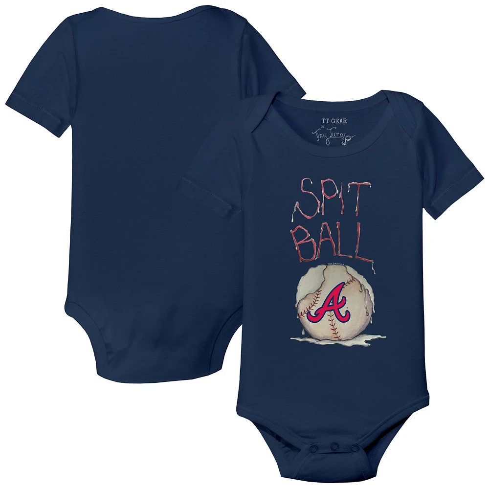 Infant Tiny Turnip Navy Atlanta Braves Spit Ball Bodysuit