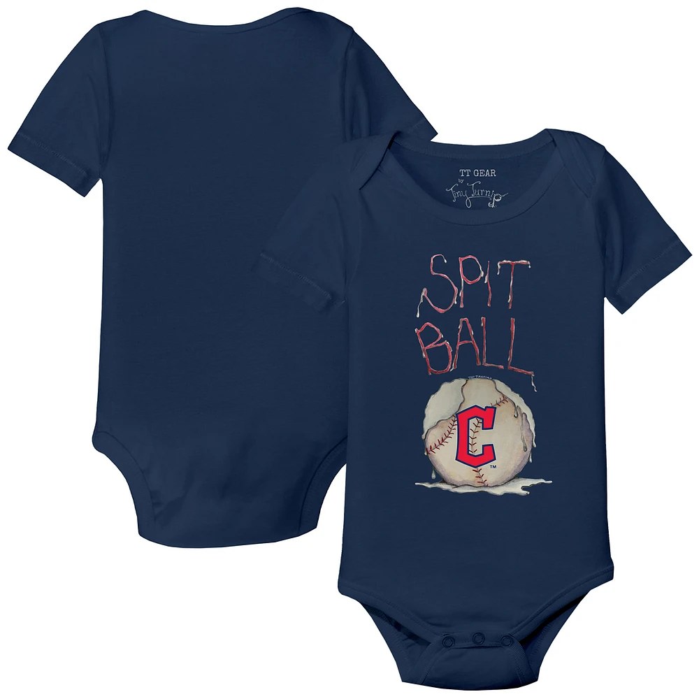 Infant Tiny Turnip Navy Cleveland Guardians Spit Ball Bodysuit