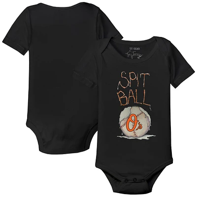 Infant Tiny Turnip Black Baltimore Orioles Spit Ball Bodysuit
