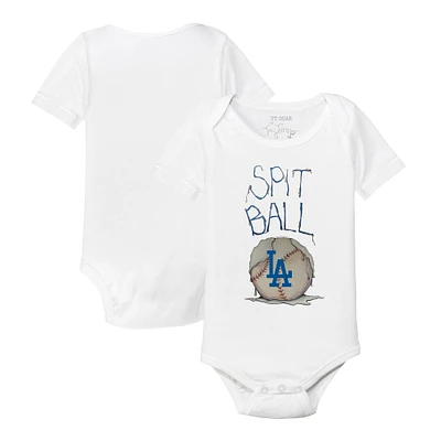 Infant Tiny Turnip White Los Angeles Dodgers Spit Ball Bodysuit