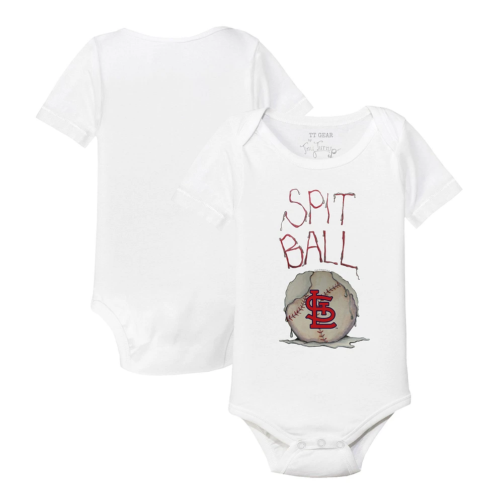 Infant Tiny Turnip White St. Louis Cardinals Spit Ball Bodysuit