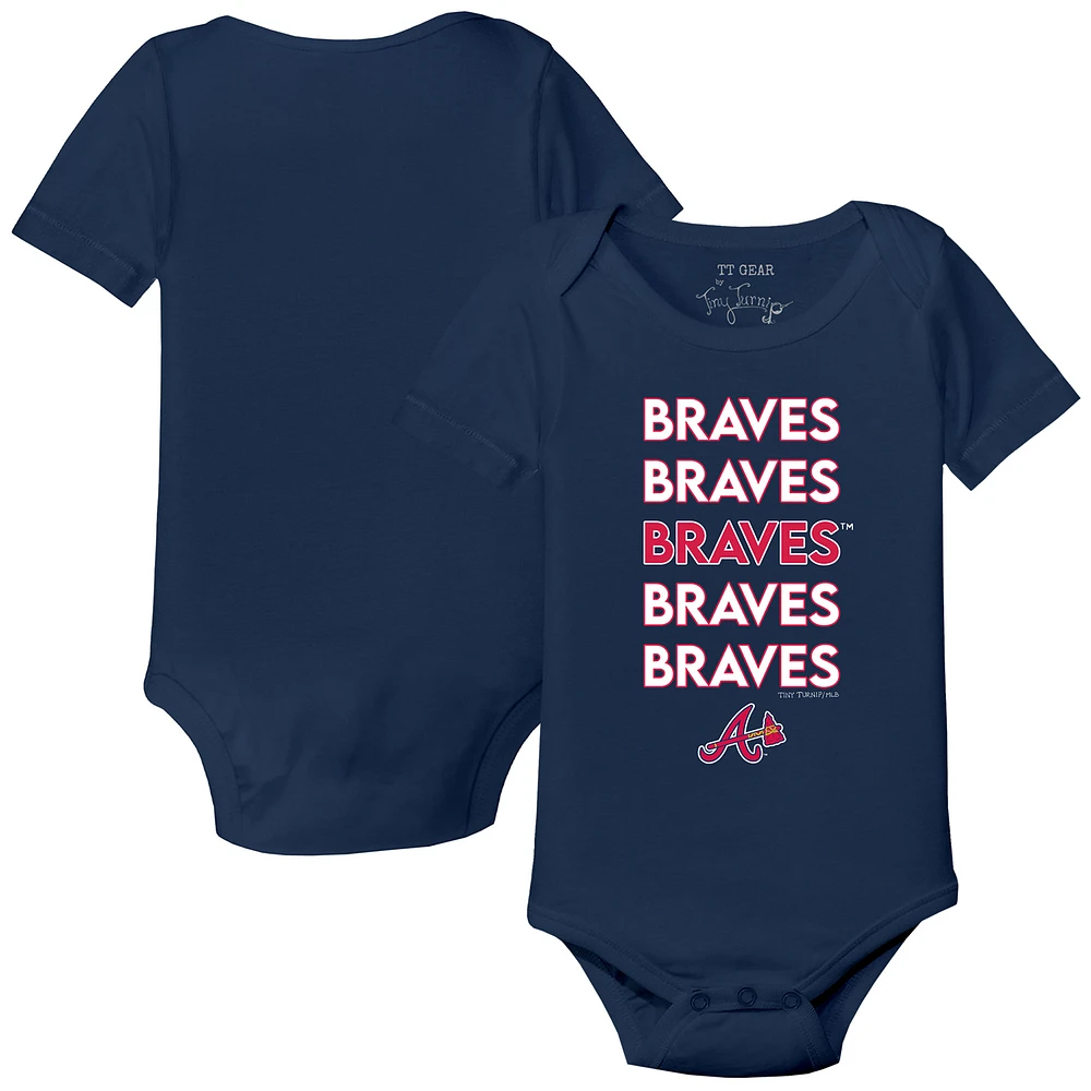 Infant Tiny Turnip Navy Atlanta Braves Stacked Bodysuit