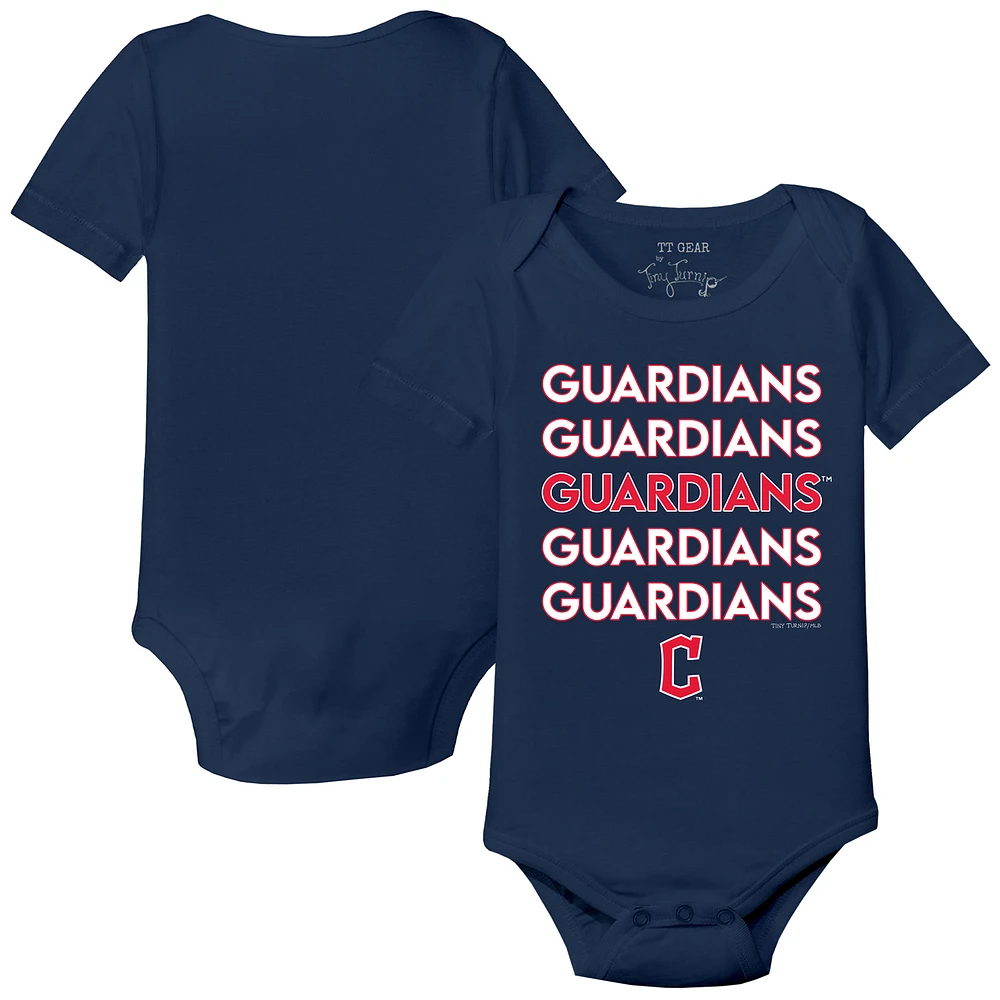 Infant Tiny Turnip Navy Cleveland Guardians Stacked Bodysuit