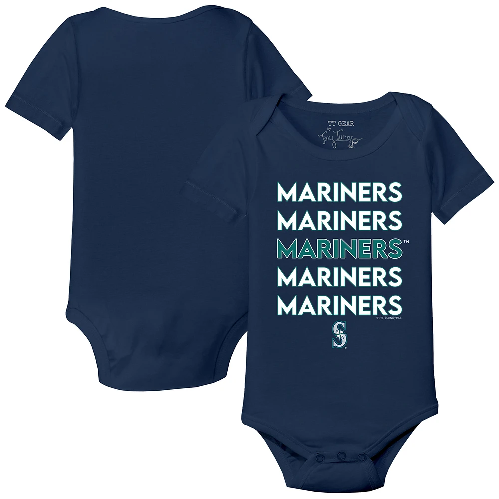 Infant Tiny Turnip Navy Seattle Mariners Stacked Bodysuit