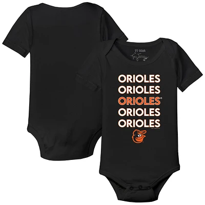 Infant Tiny Turnip Black Baltimore Orioles Stacked Bodysuit