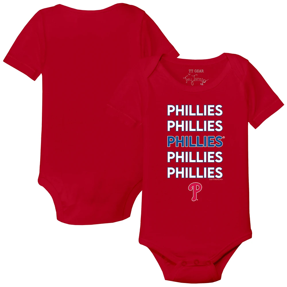 Infant Tiny Turnip Red Philadelphia Phillies Stacked Bodysuit