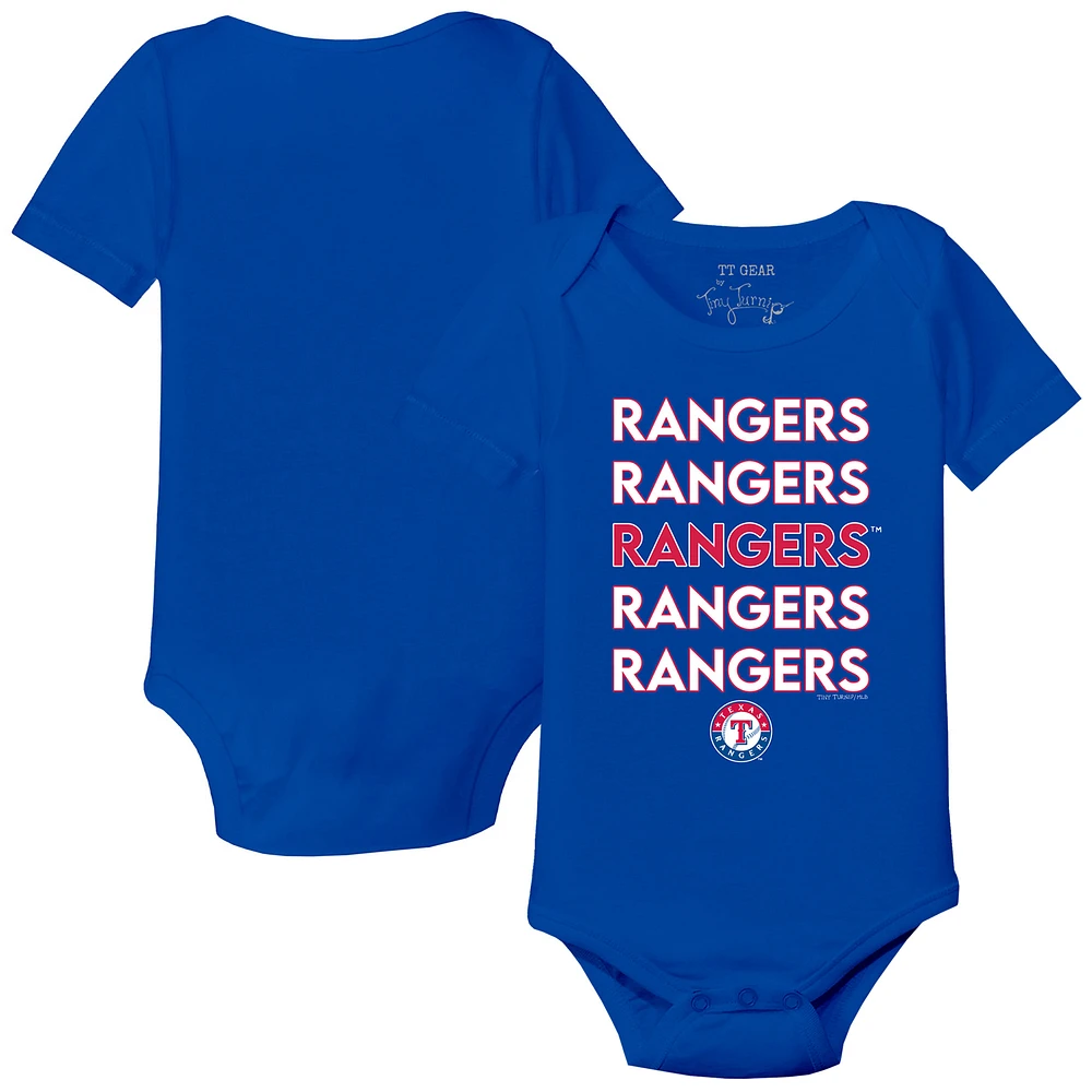 Infant Tiny Turnip Royal Texas Rangers Stacked Bodysuit