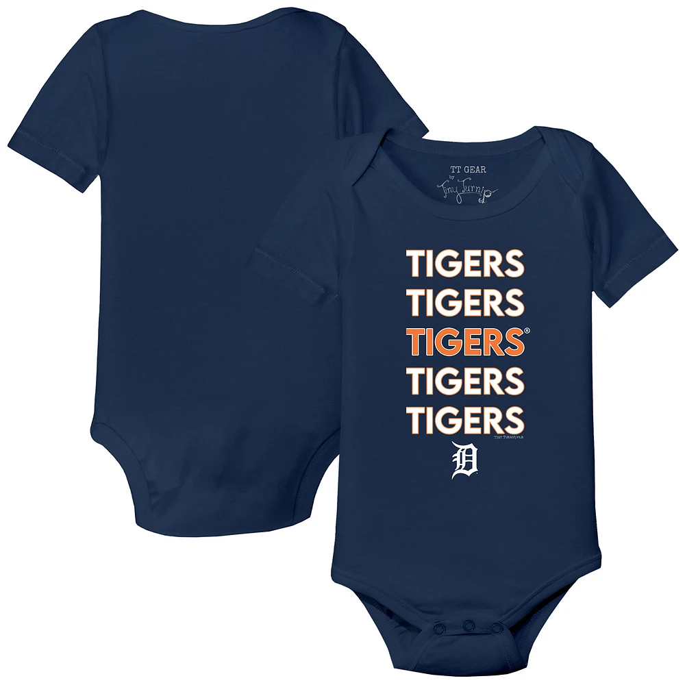 Infant Tiny Turnip Navy Detroit Tigers Stacked Bodysuit