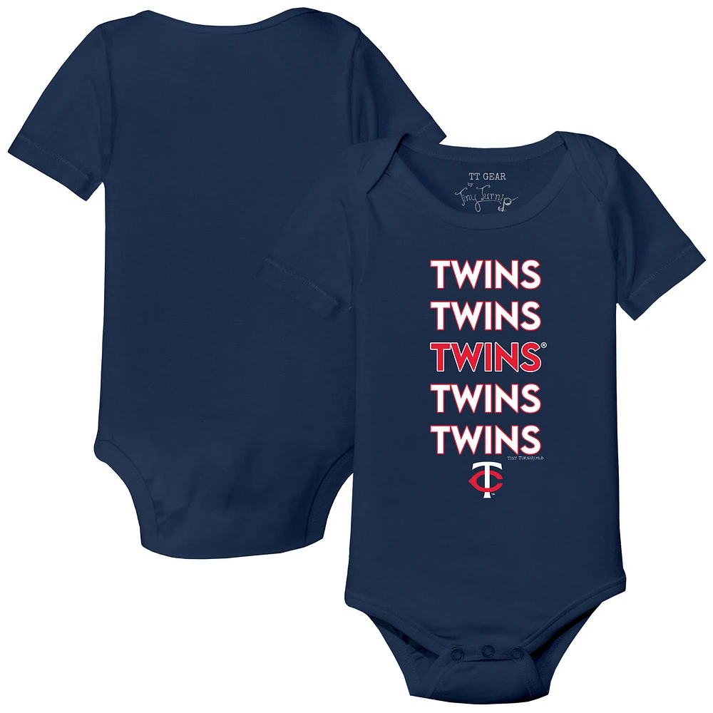 Infant Tiny Turnip Navy Minnesota Twins Stacked Bodysuit