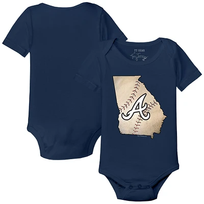 Infant Tiny Turnip Navy Atlanta Braves State Outline Bodysuit